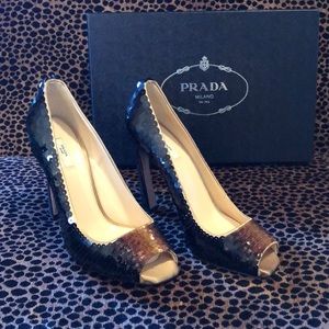 New In Box Prada sequin heels size 8